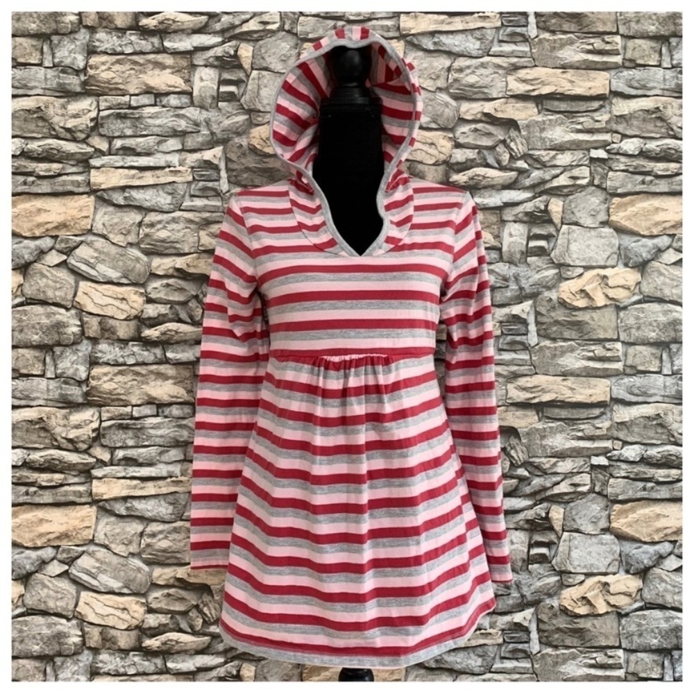 #4 Motherhood Maternity Striped Hoodie Tie Back Top Blouse Cotton Shirt Medium